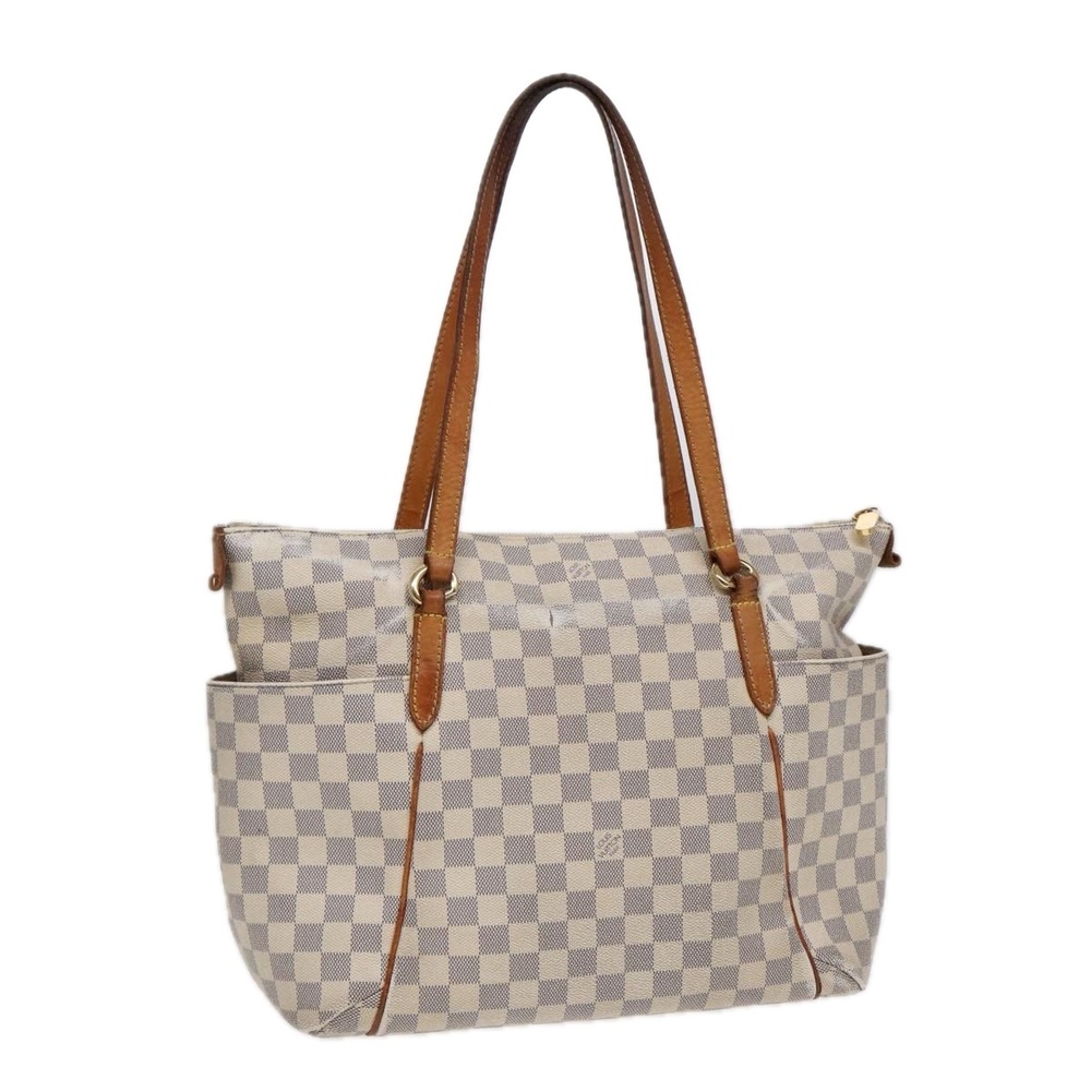 Louis Vuitton Damier Azur Tote with Tan Leather Handles